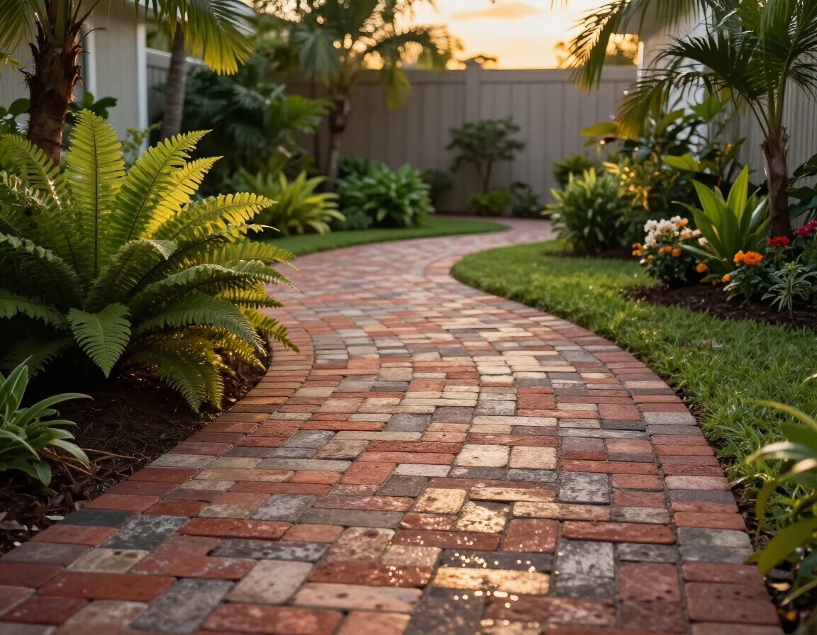 Curved garden walkway pavers