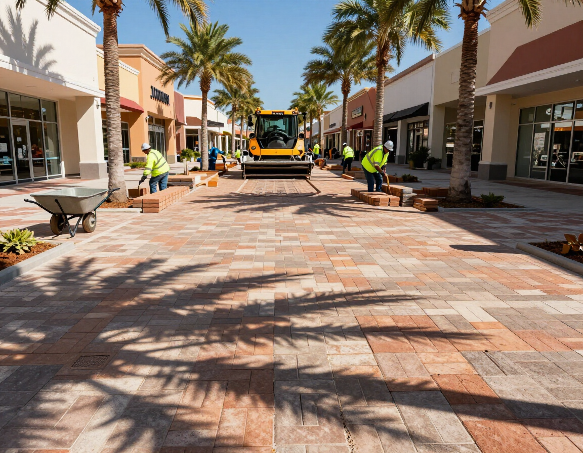 Commercial courtyard paver installation