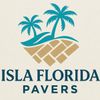 Isla Florida Pavers logo with teal palm trees and tan paver design