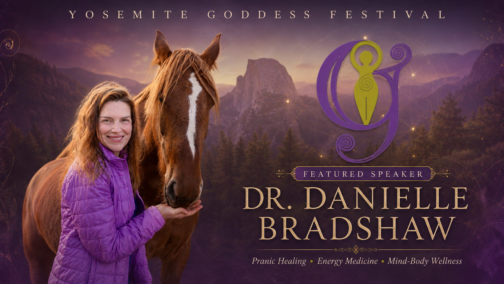 Dr. Danielle Bradshaw, featured presenter at Yosemite Goddess Festival, sharing Pranic Healing, energy work, and holistic wellness practices.