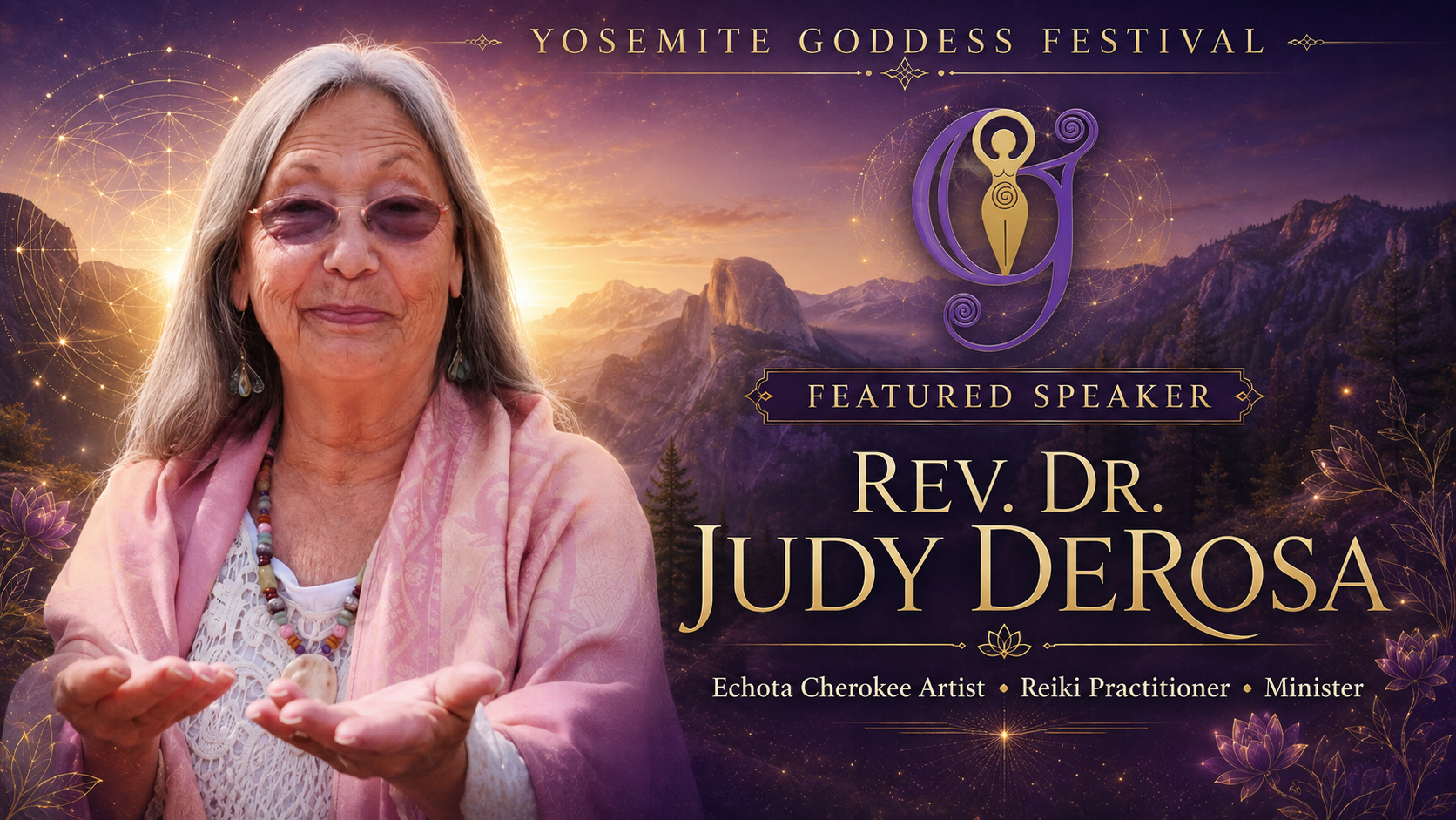 Rev. Dr. Judy DeRosa, artist, healer, minister, and featured presenter at Yosemite Goddess Festival.