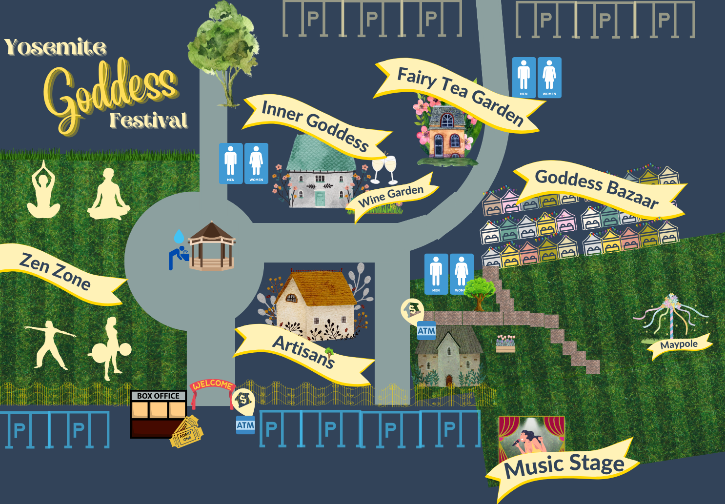 A map of the yosemite goddess festival