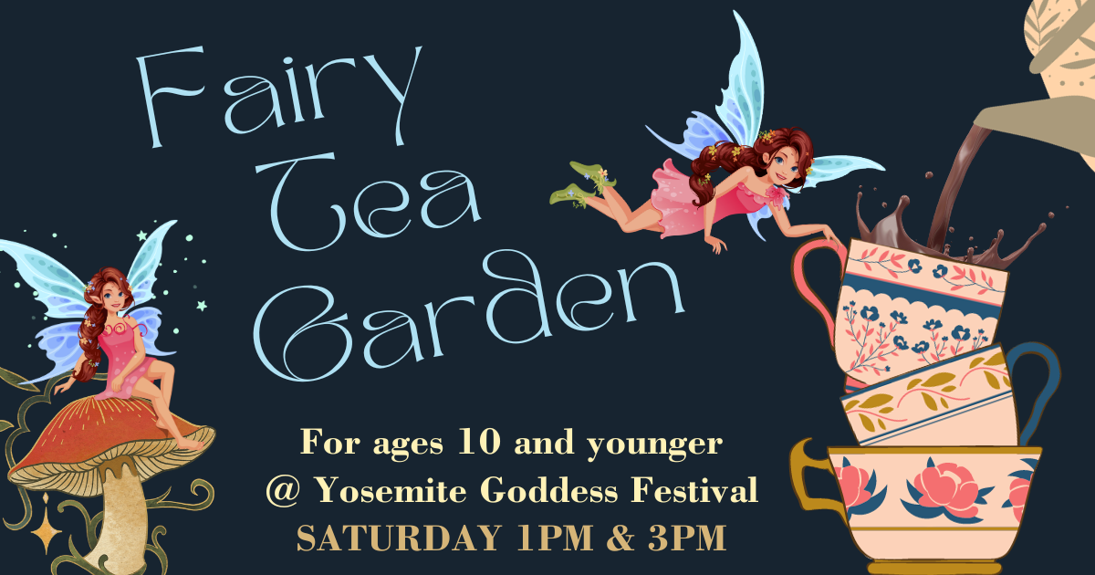 An advertisement for a fairy tea garden for ages 10 and younger