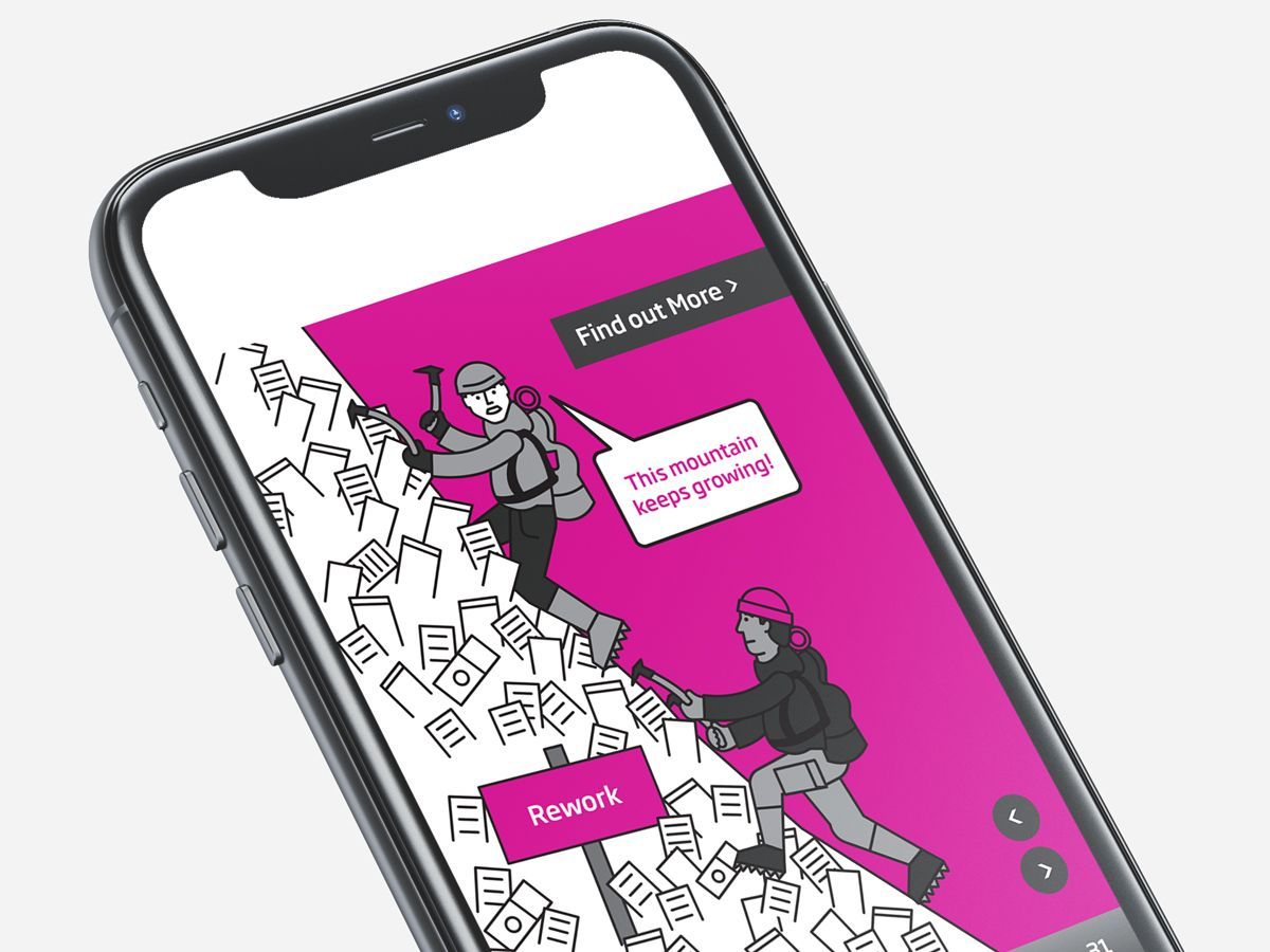 A cell phone demonstrating how an interactive brochure would look like.
