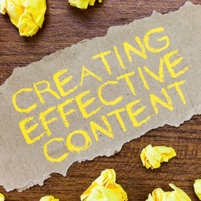 a piece of paper that says creating effective content