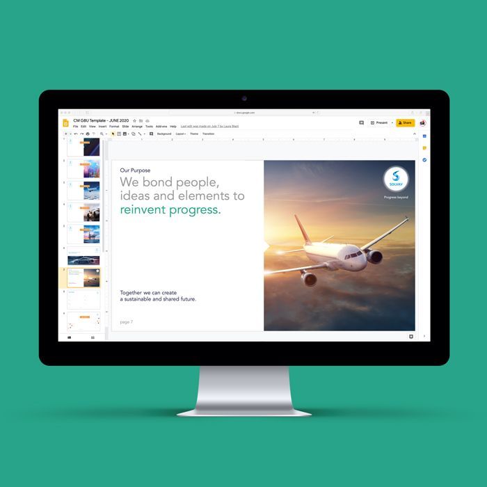 a computer monitor with a picture of an airplane on the screen .