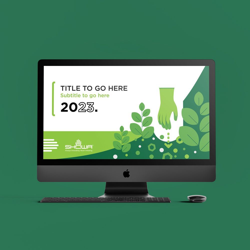 A computer monitor with a green background that says title to go here