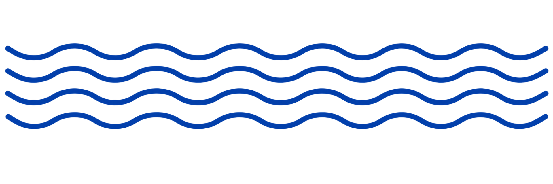 Blue wavy horizontal lines on a white background, resembling water ripples.