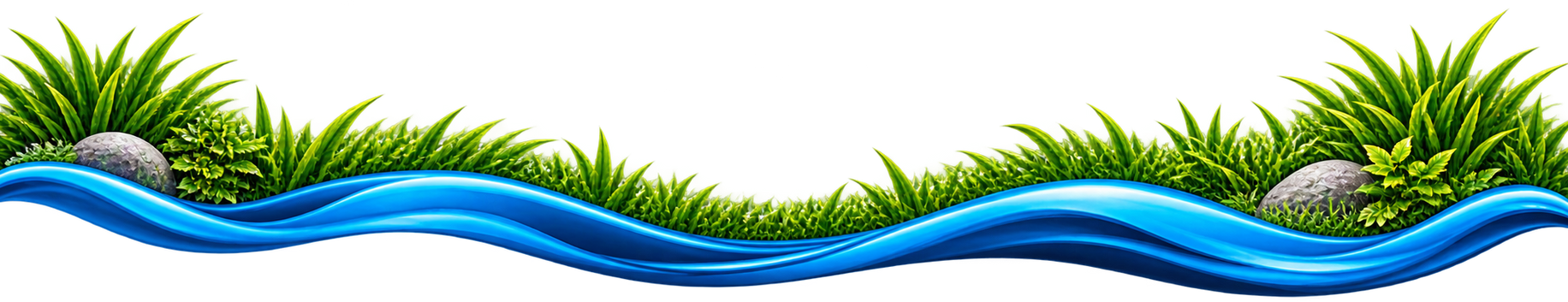 Blue wave-like header banner with layered light and dark blue curves on white background