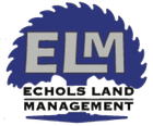 Blue logo with a silhouette of a tree, grey "ELM" letters, and "ECHOLS LAND MANAGEMENT" text below.