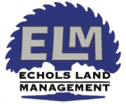 Blue logo with a silhouette of a tree, grey "ELM" letters, and "ECHOLS LAND MANAGEMENT" text below.
