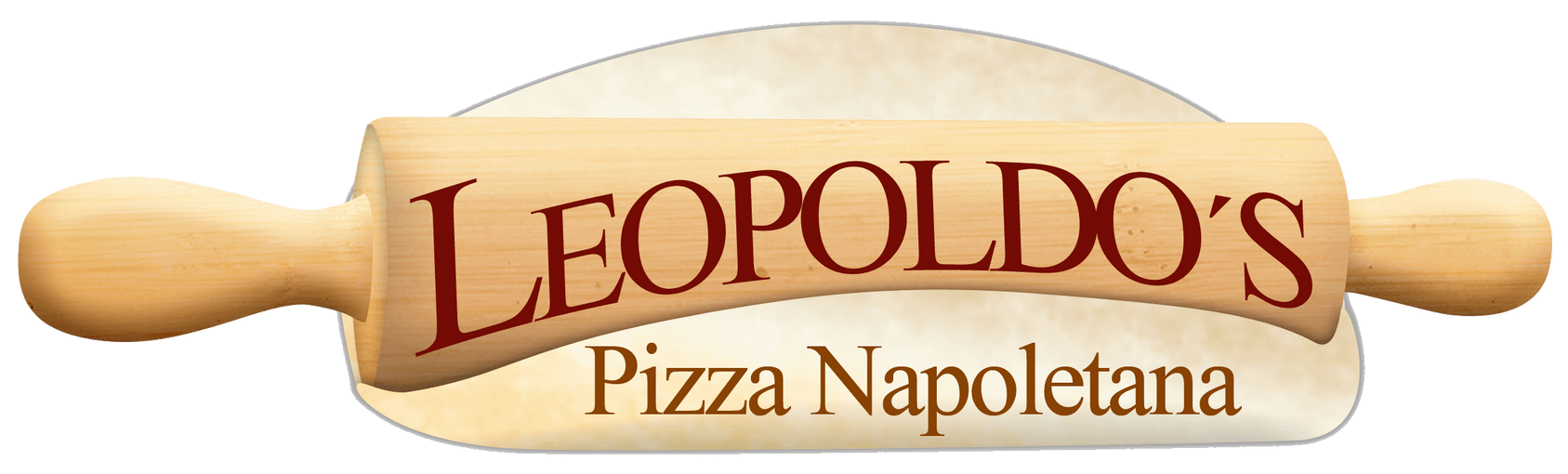 Leopoldo&rsquo;s Pizza Napoletana logo on a wooden pizza peel