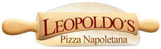 Leopoldo’s Pizza Napoletana logo on a wooden pizza peel