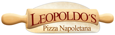 Leopoldo’s Pizza Napoletana logo on a wooden pizza peel