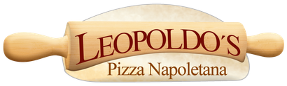 Leopoldo’s Pizza Napoletana logo on a wooden pizza peel