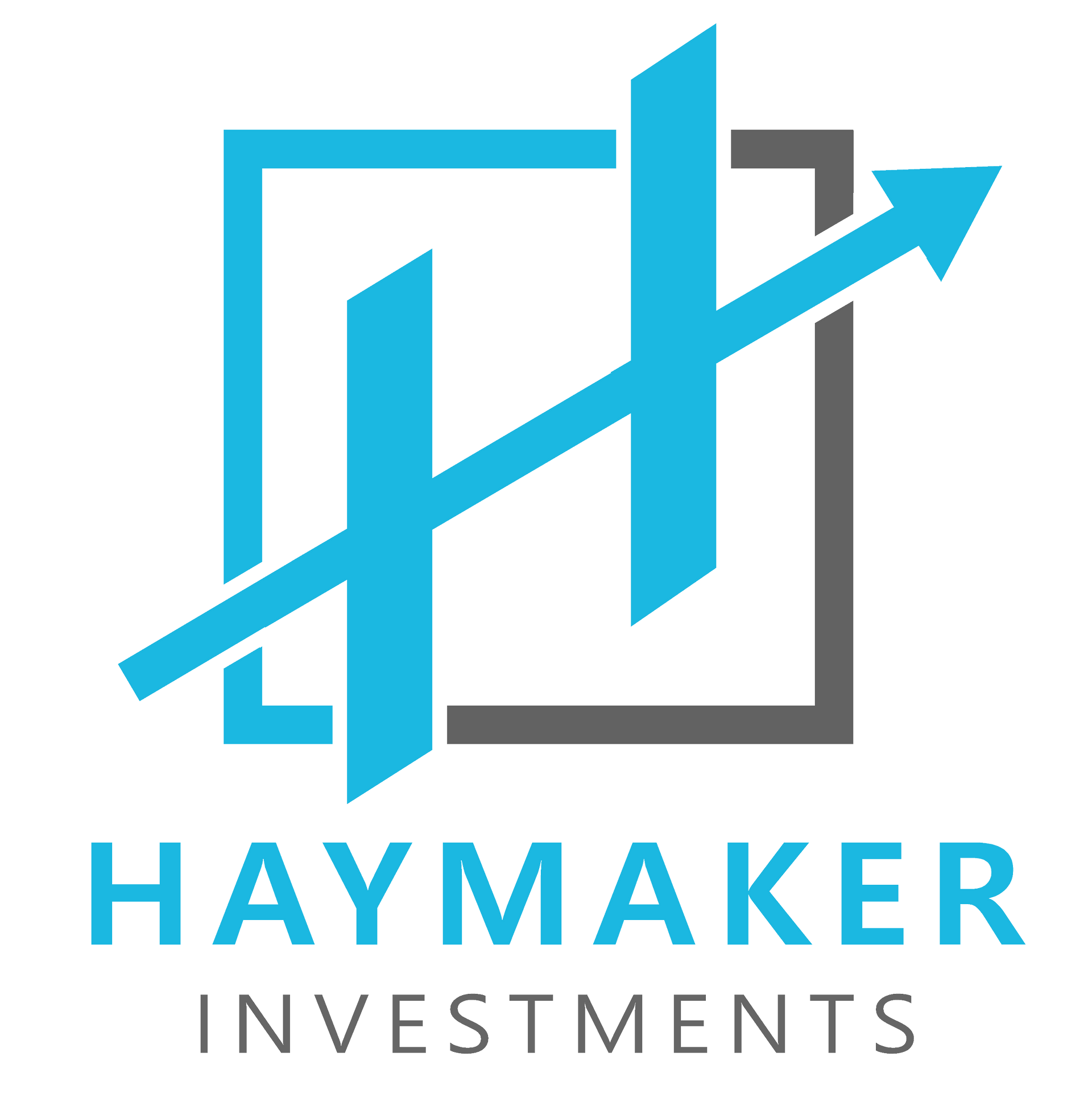 Haymaker Investments logo with blue upward arrow and gray square frame