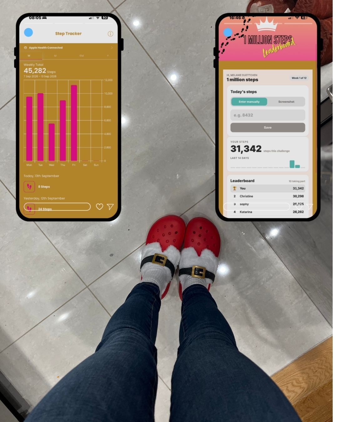 Step tracker and Million Steps leaderboard inside the FMC app