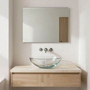 POWDER ROOM WITH GLASS VANITY | COTTLEVILLE MO | JUST BATHROOMS 636