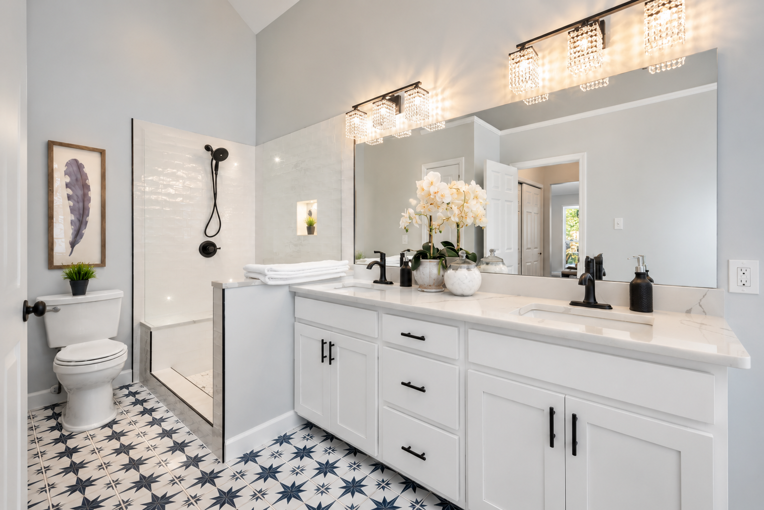 FULL BATHROOM MINIMALISTIC BATHROOM WITH GEOMETRIC FLOOR | ST PETERS MO | JUST BATHROOMS 636 FULL BATHROOM MINIMALISTIC BATHROOM WITH GEOMETRIC FLOOR | ST PETERS MO | JUST BATHROOMS 636