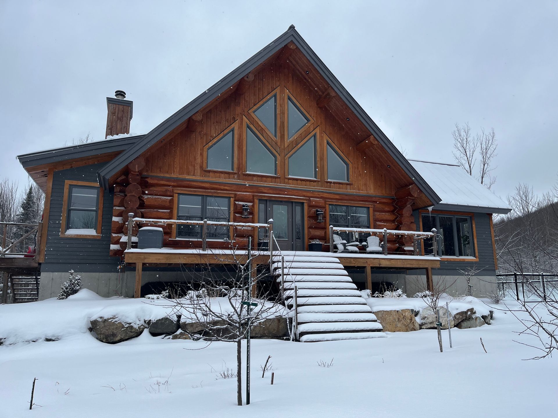 Restauration chalet bois rond transformation 