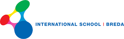 Logo of the International School Breda with a colorful, interconnected design and text.