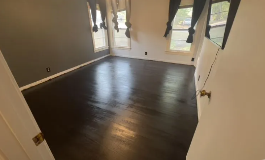 Newly restained hardwood floor