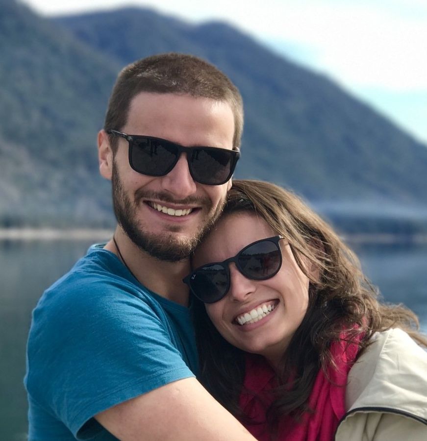Young couple who wrote a positive review about wood floor refinishing.