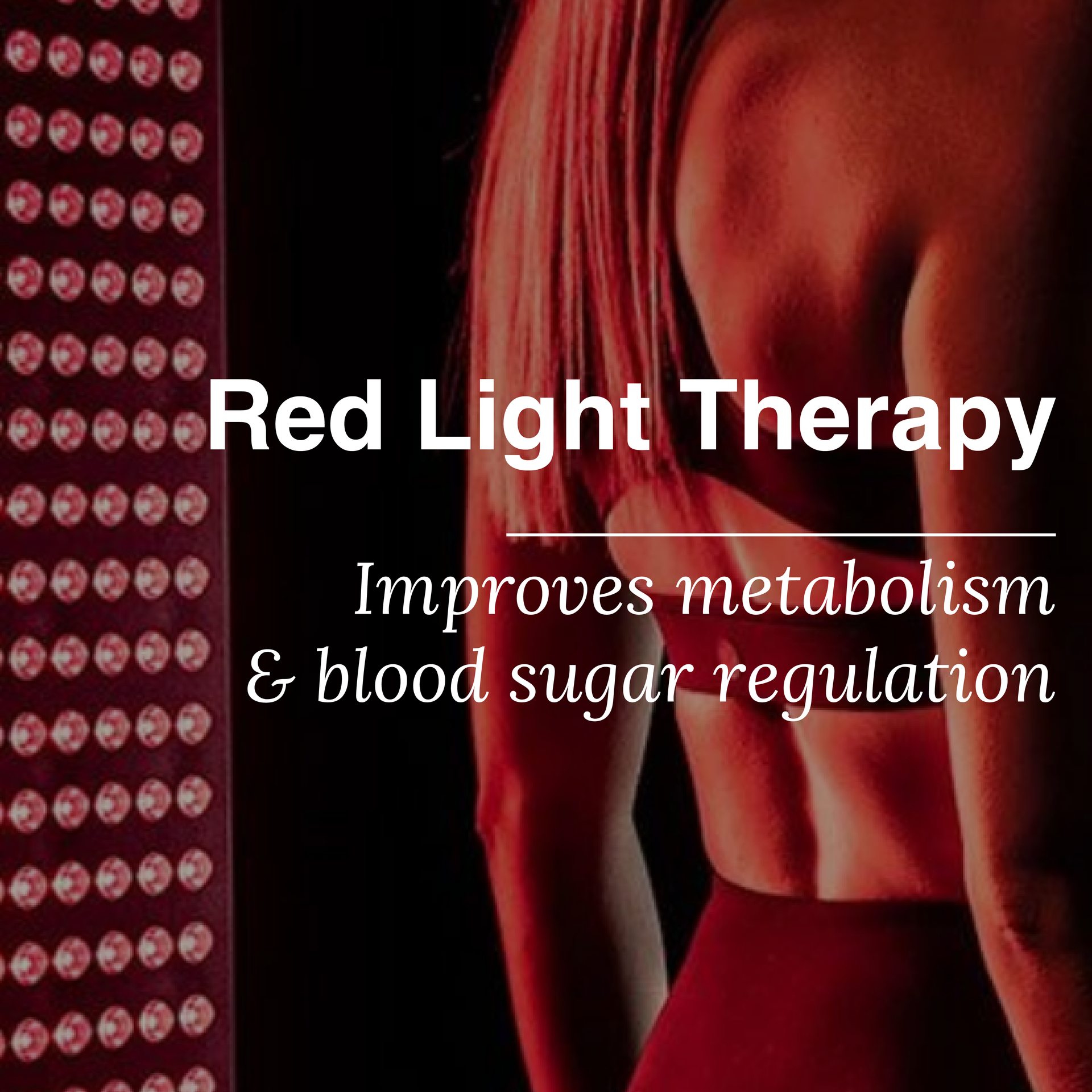 Woman receiving red light therapy; improves metabolism and blood sugar regulation.