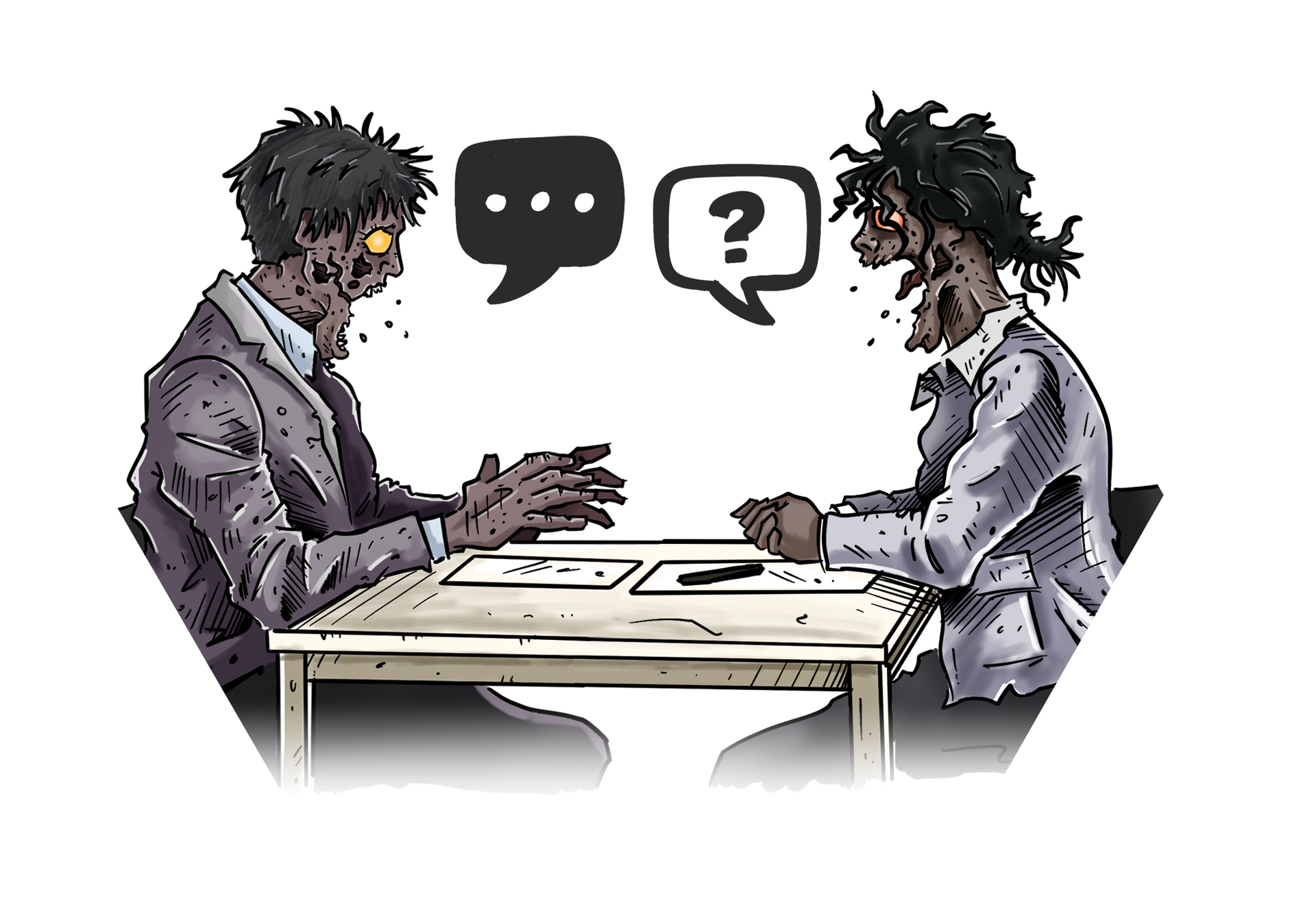 2 zombies having a meeting