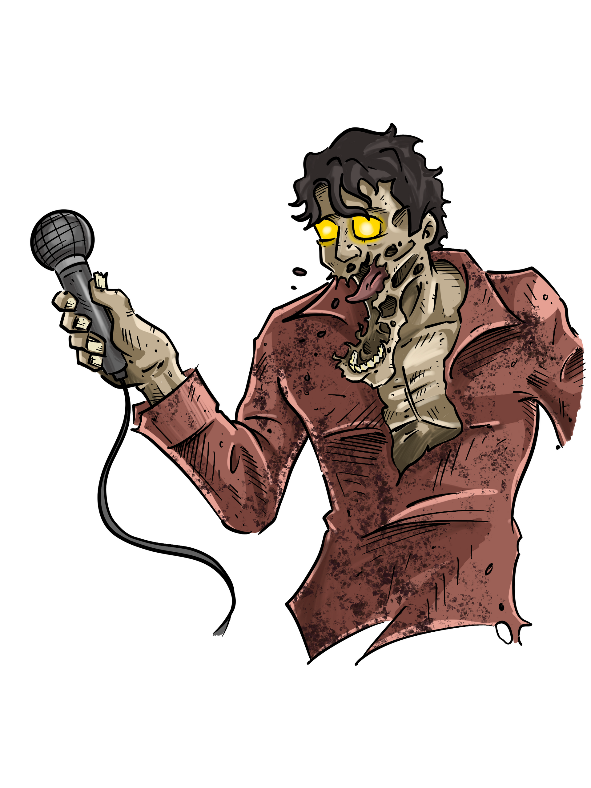Zombie holding a microphone 