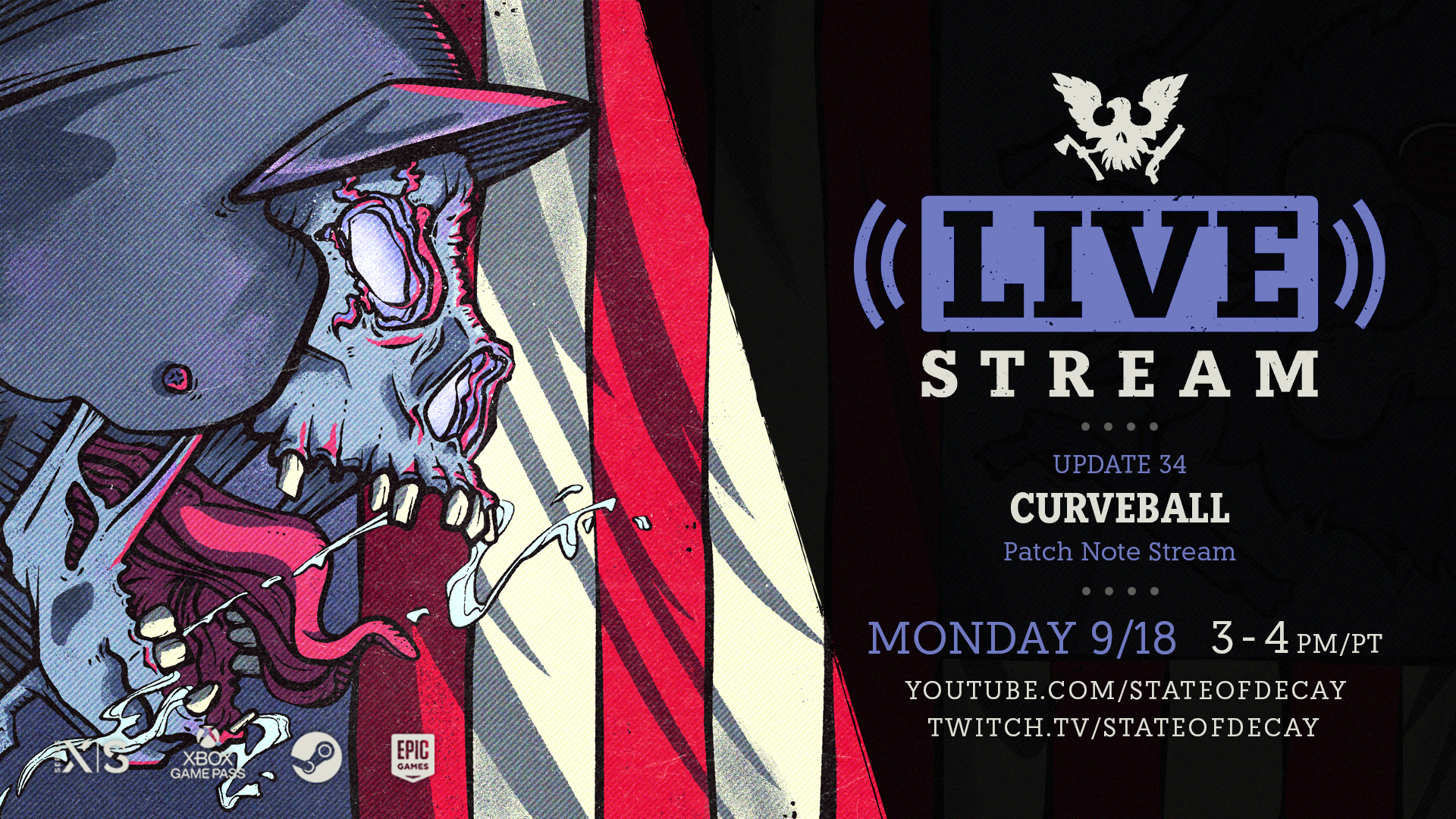 Social Media image for Undead Labs livestream of State of Decay 2