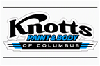 Knott&rsquo;s Paint & Body of Columbus logo in black, blue, and white with stylized automotive lettering