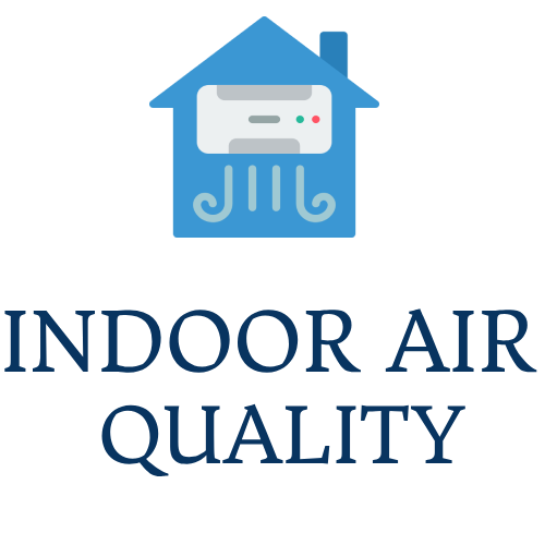 a logo for indoor air quality with a house and air conditioner .