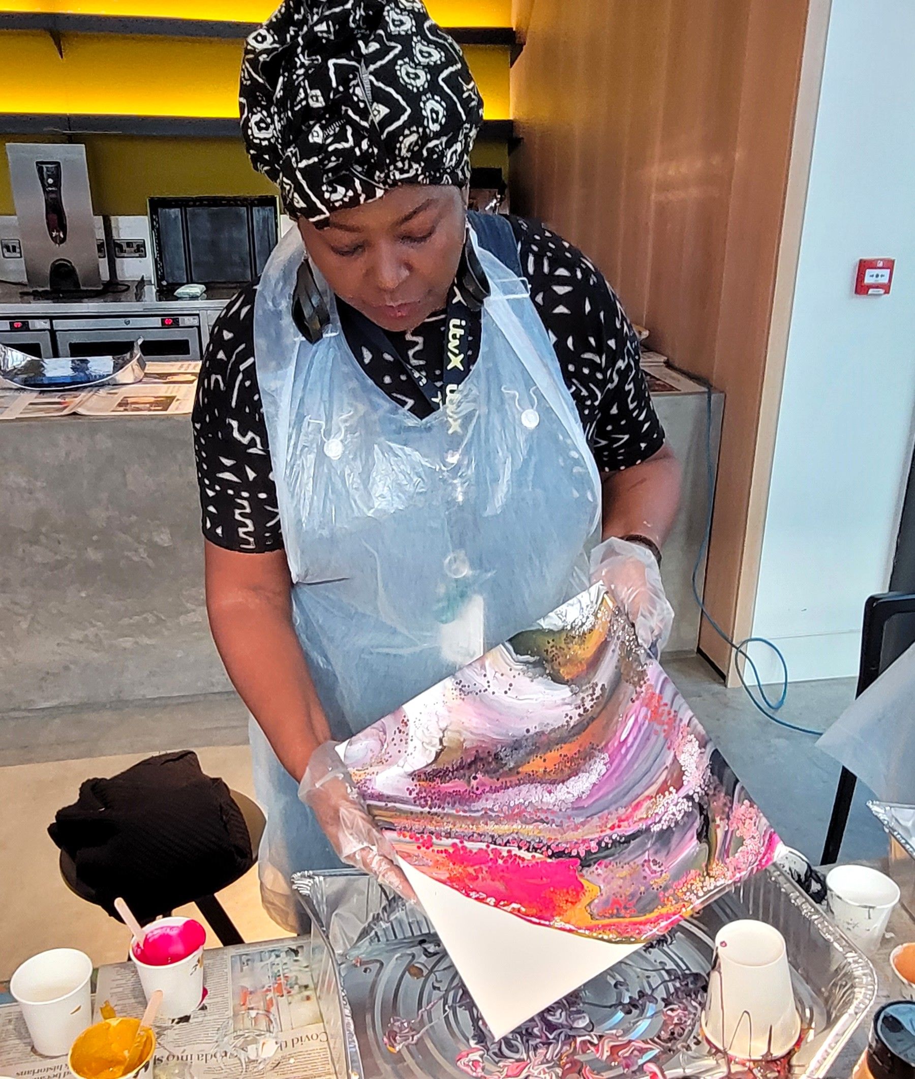 West Works acrylic pouring workshop testimonial