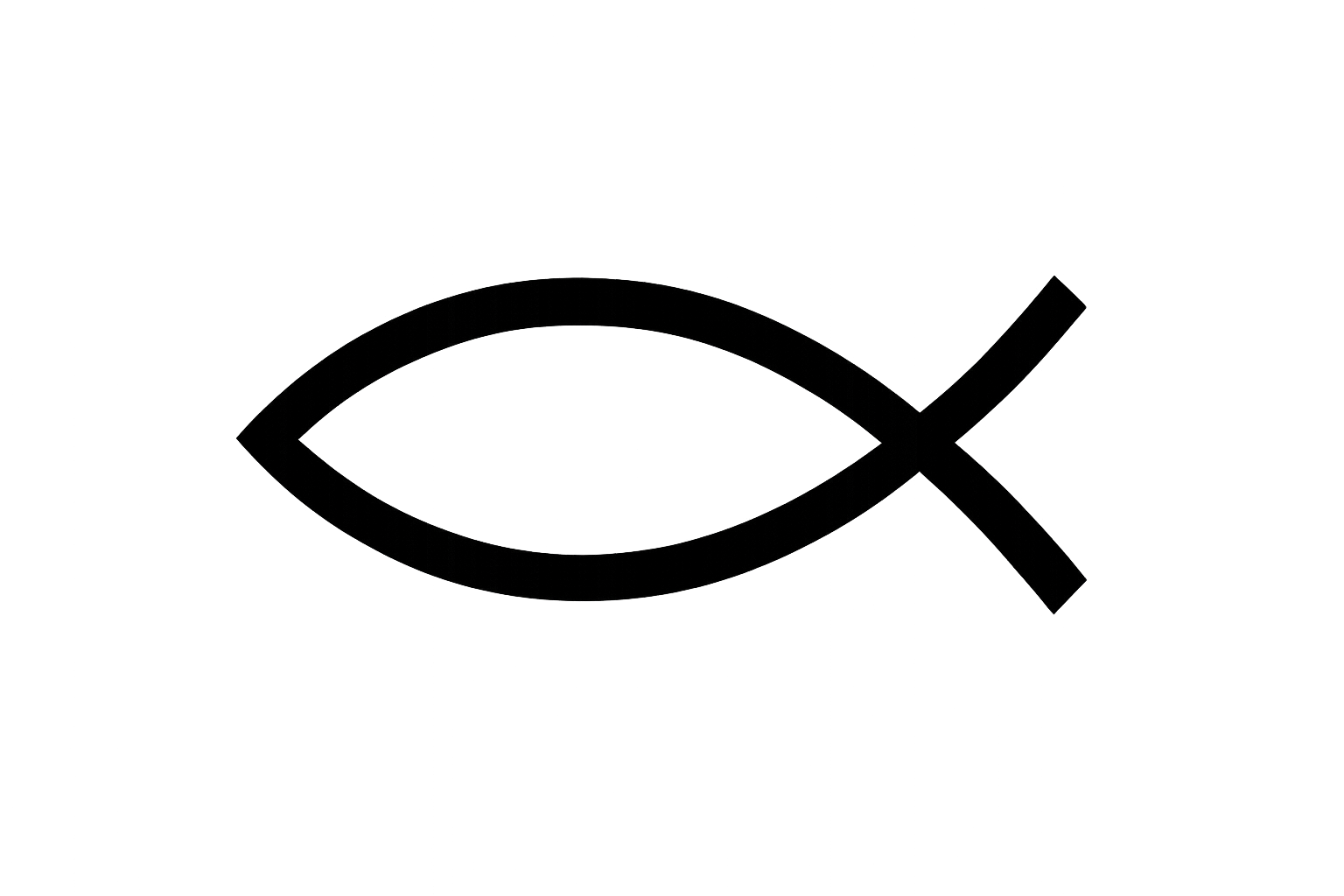 Christian fish symbol, black outline on white background.