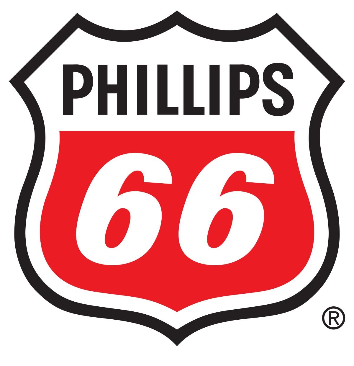 Phillips 66 logo: Red and white shield with