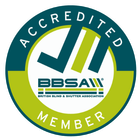BBSA Accredited Member badge, a green and teal circle with stylized logo and text
