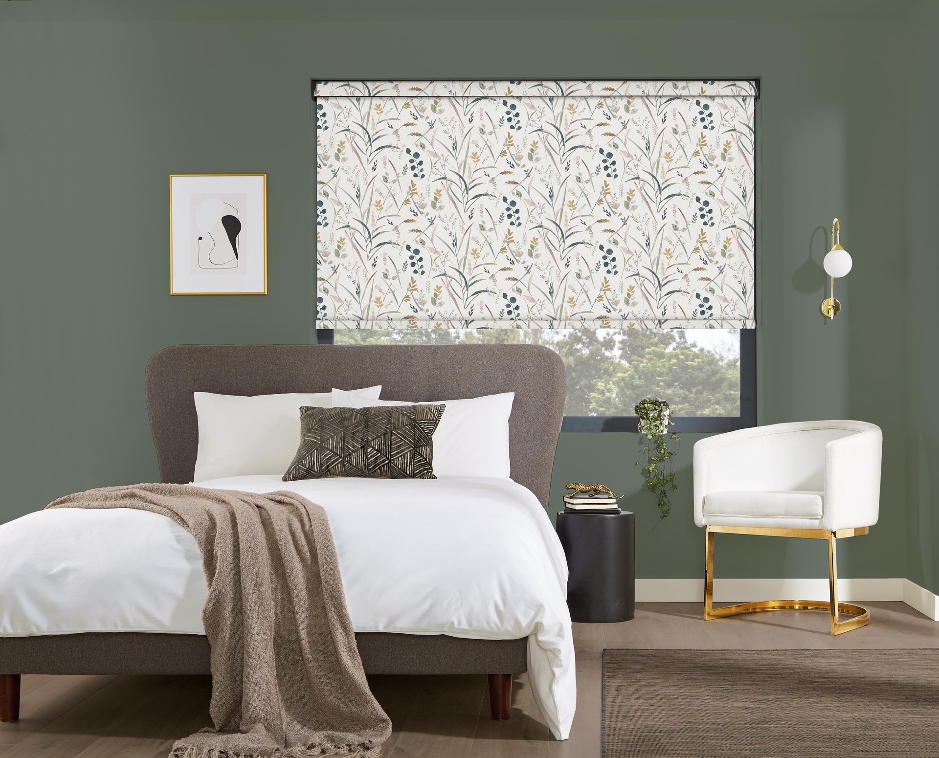 A bedroom with a bed , chair , and window.