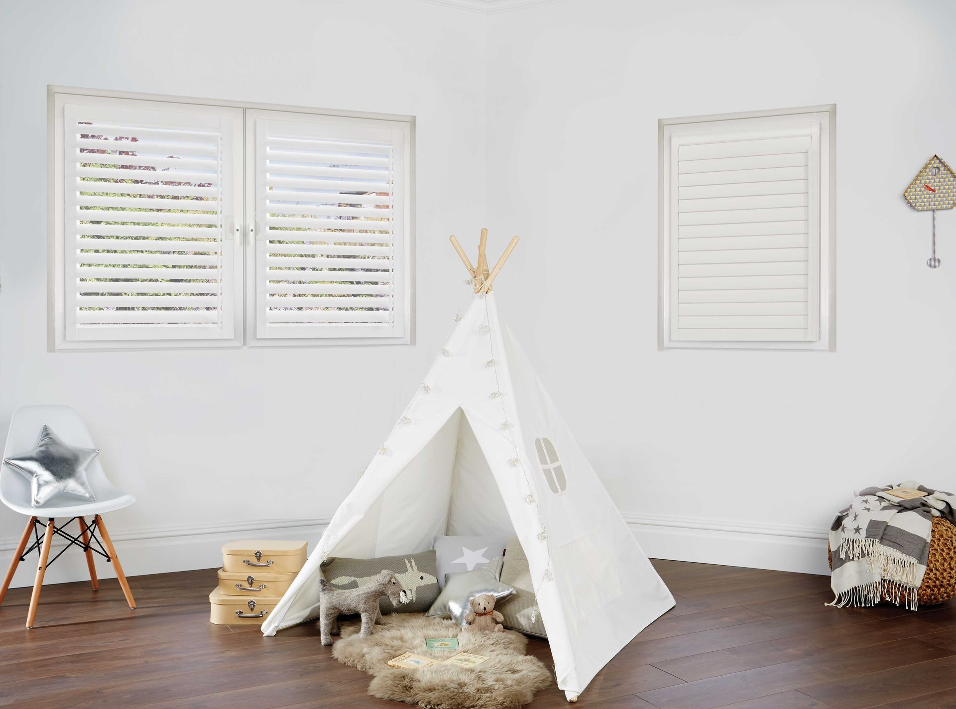 There is a teepee in the middle of the room.
