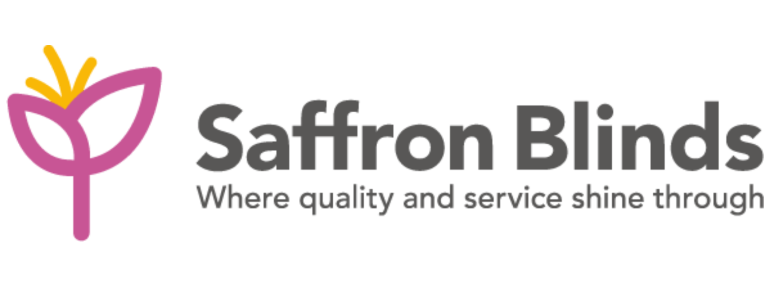 A logo for saffron blinds where quality and service shine through.