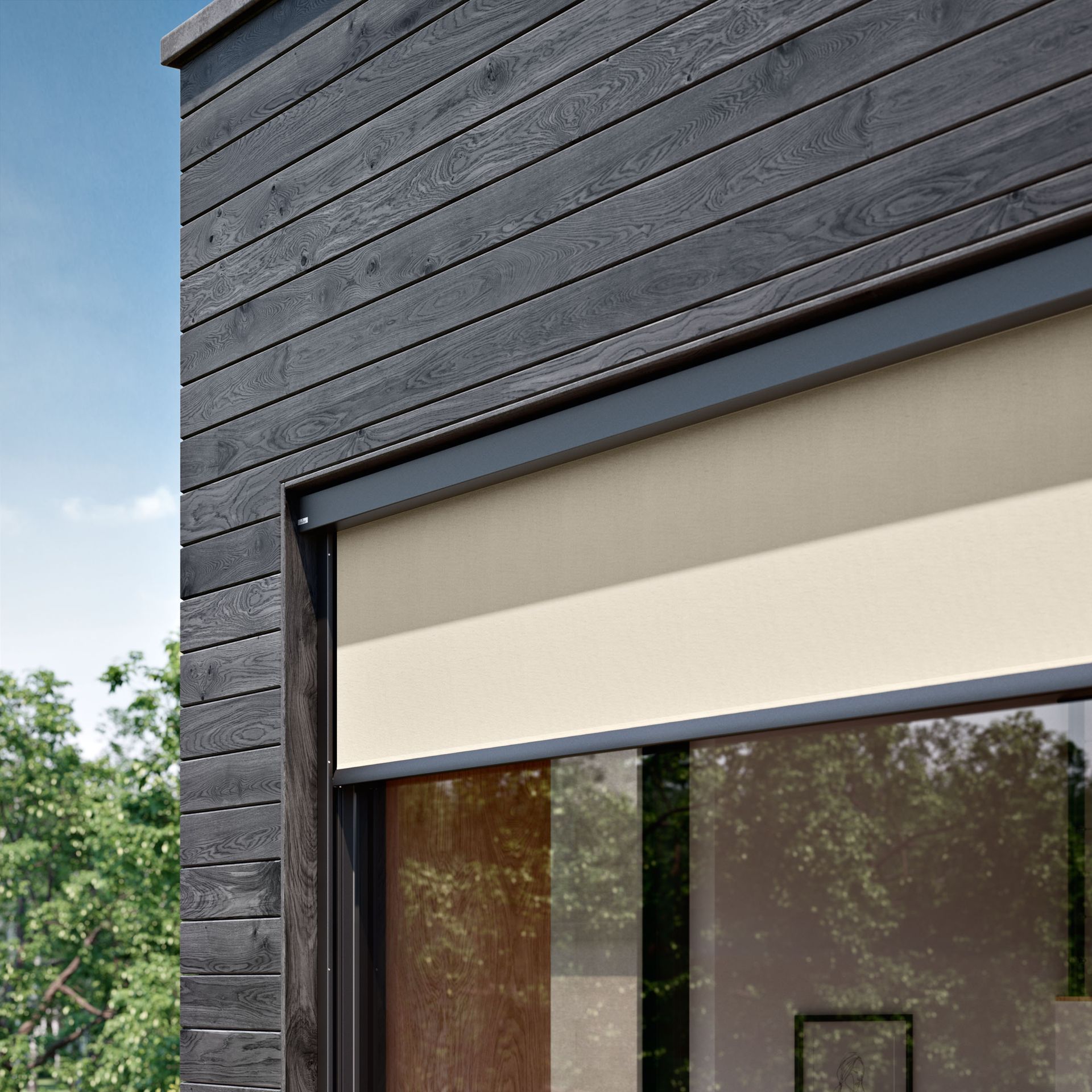A close up of a window with a blind on it