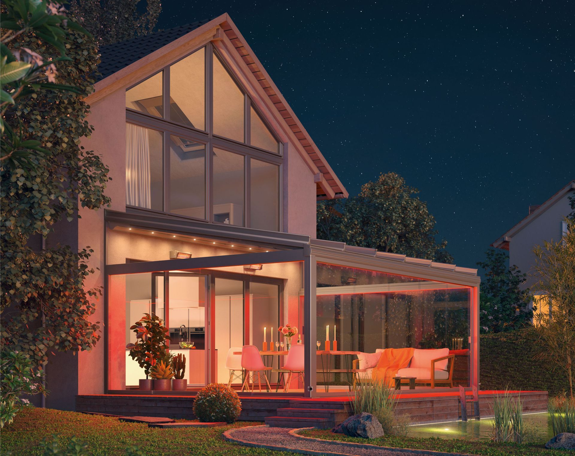 An artist 's impression of a house at night
