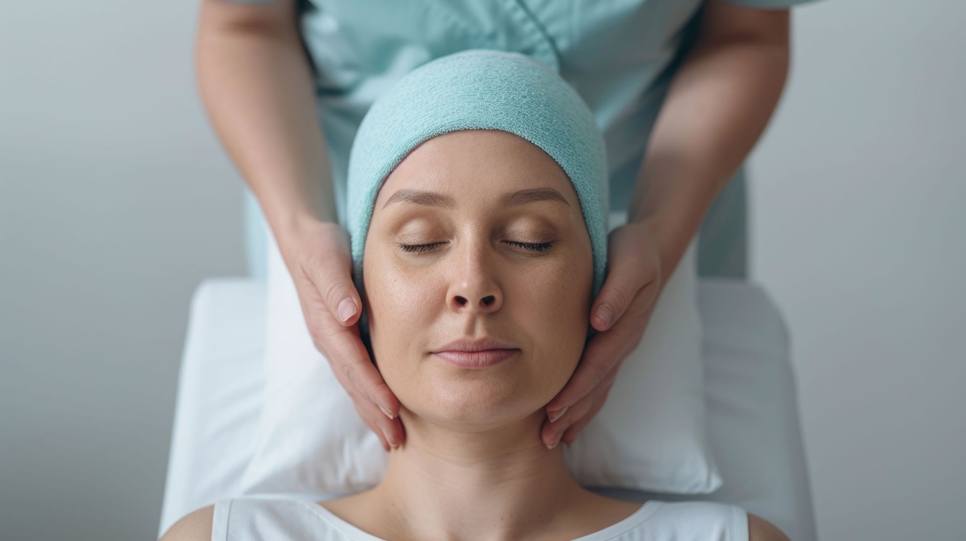 Massage therapy offered to a woman undergoing cancer treatment.