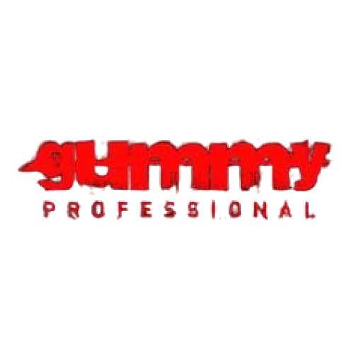 A red gummy professional logo on a white background