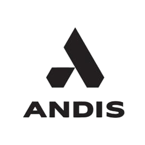 The andis logo is black and white and looks like a tie.