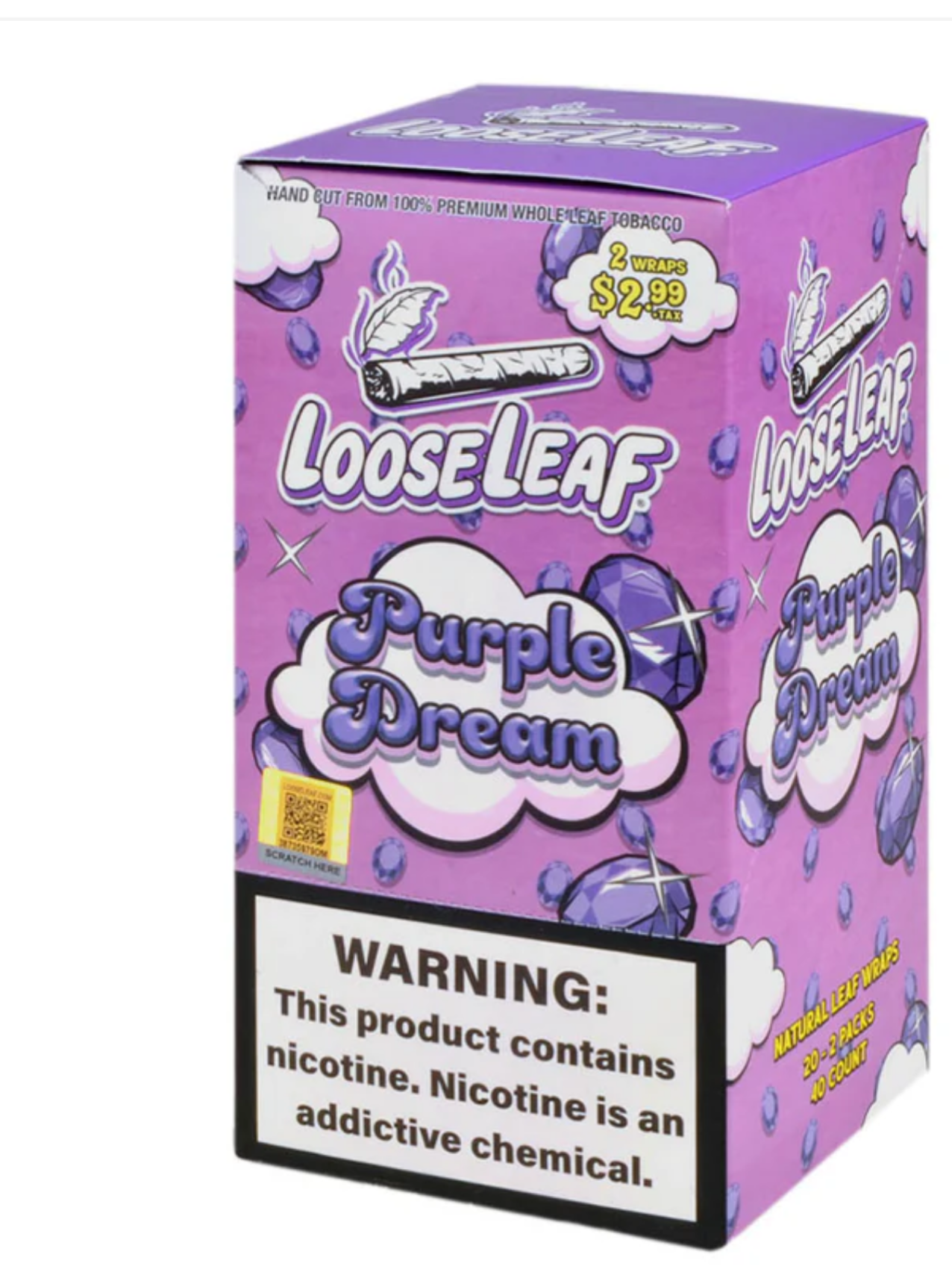 Loose Leafs Natural Wraps Purple Dream, 20 packs of 2