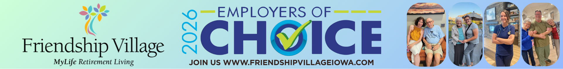 green to blue banner with Employers of Choice logo