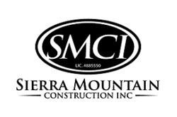 SMCI Sierra Mountain Construction Inc. logo in black and white