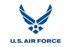 U.S. Air Force blue emblem and text on a white background
