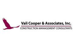 Vali Cooper & Associates, Inc. logo with magenta bird and construction management consultants text